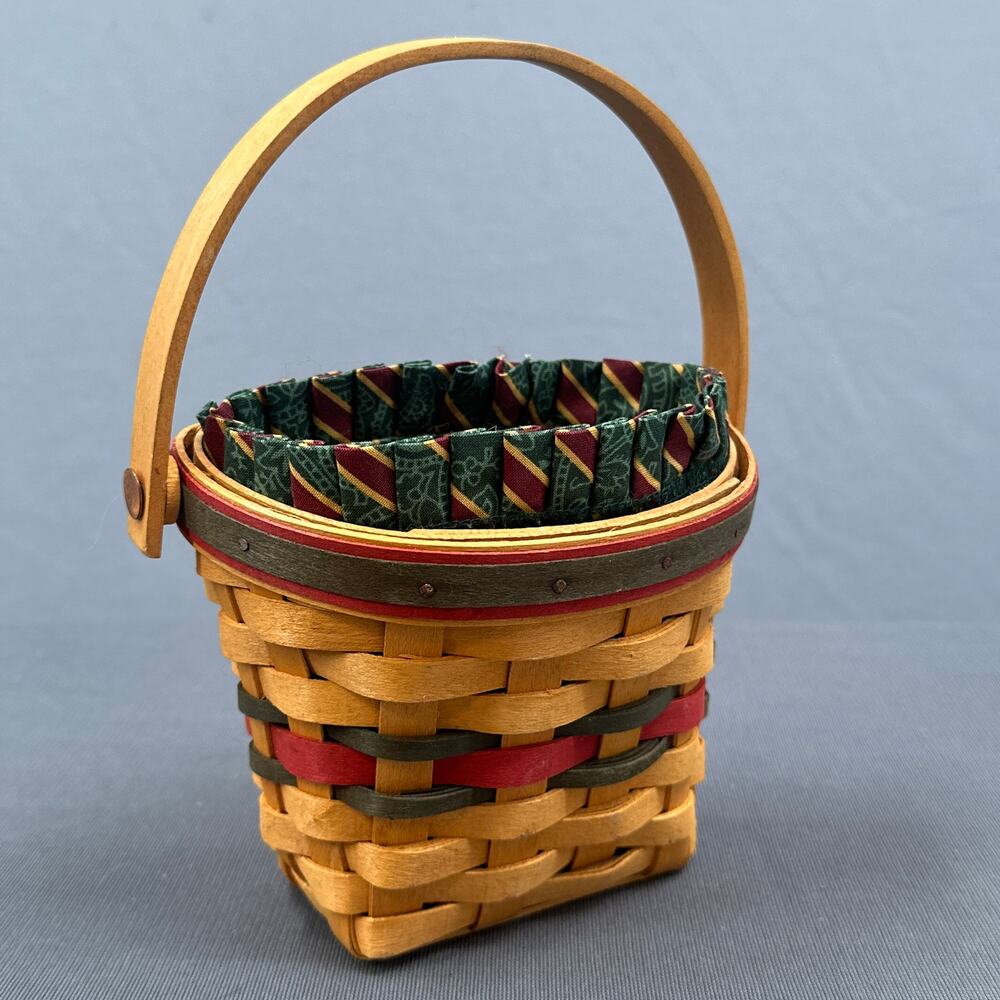 VTG Longaberger 1998 Glad Tiding Basket Wall Hanging Handwoven Liner Christmas